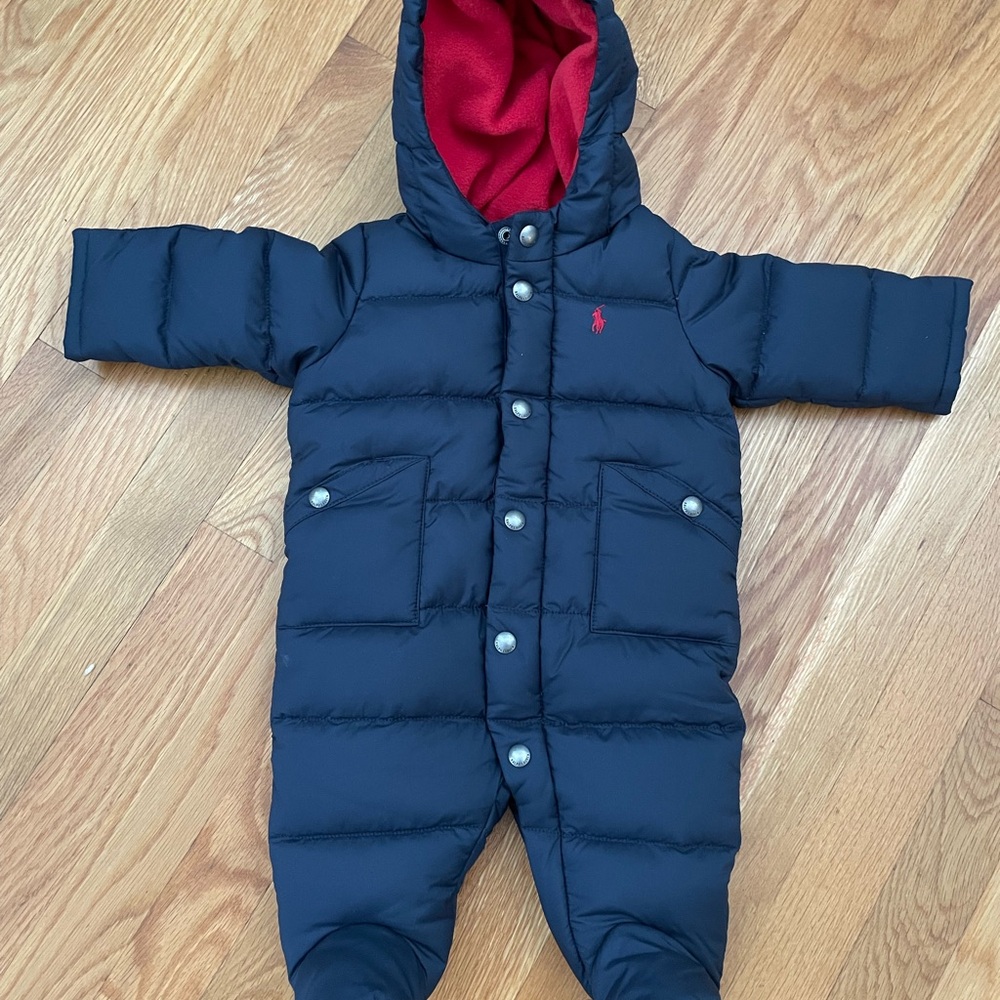 Ralph Lauren navy blue and red snow suit